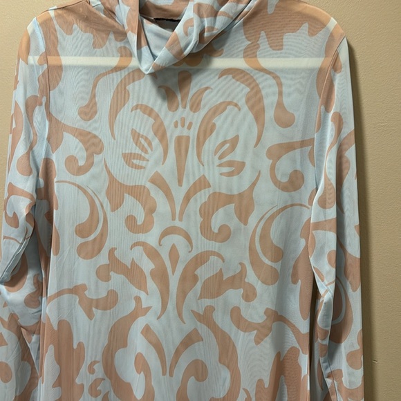 AFRM Light Blue & Cream Long Sleeve Mesh Maxi Dress - Picture 6 of 6